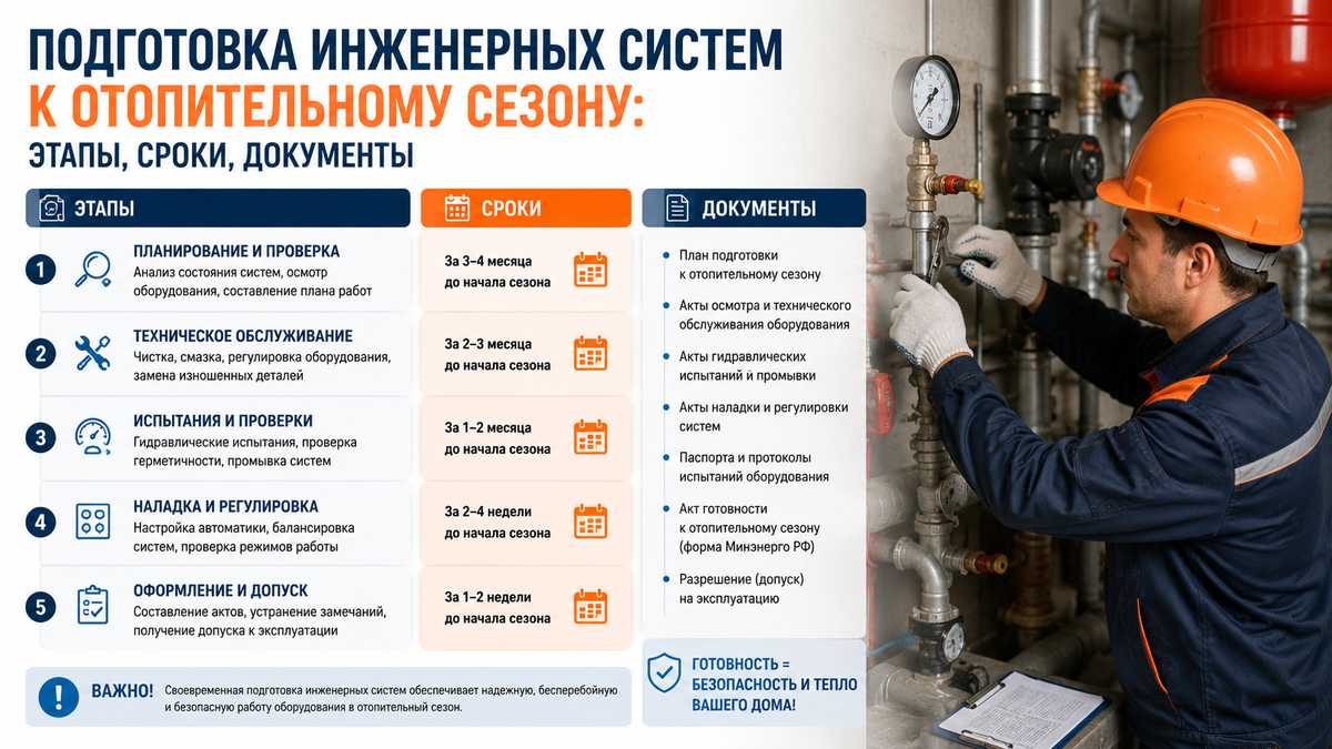 Подготовка инженерных систем к отопительному сезону: этапы, сроки, документы